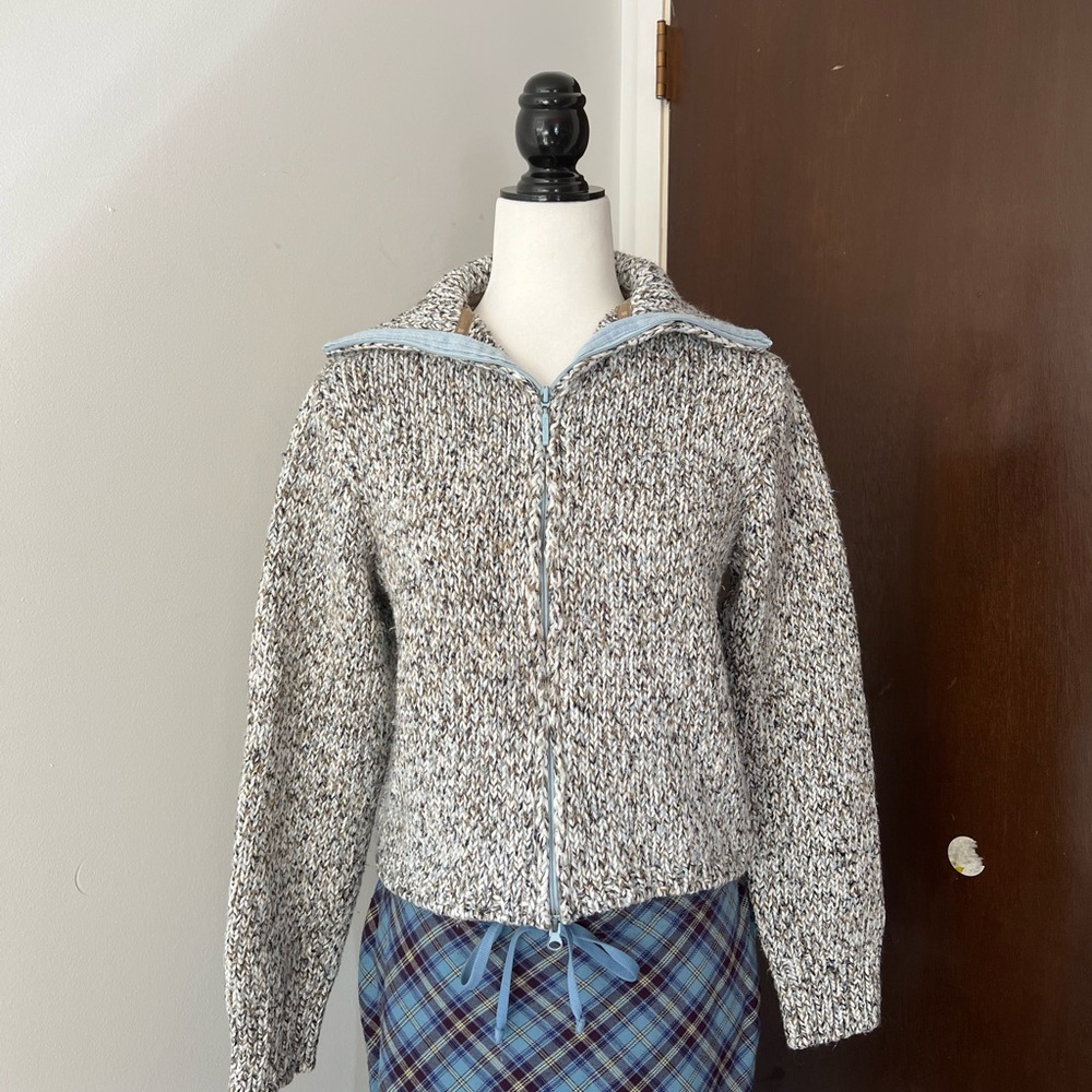 Vintage 90s Marled Zip Knit Sweater